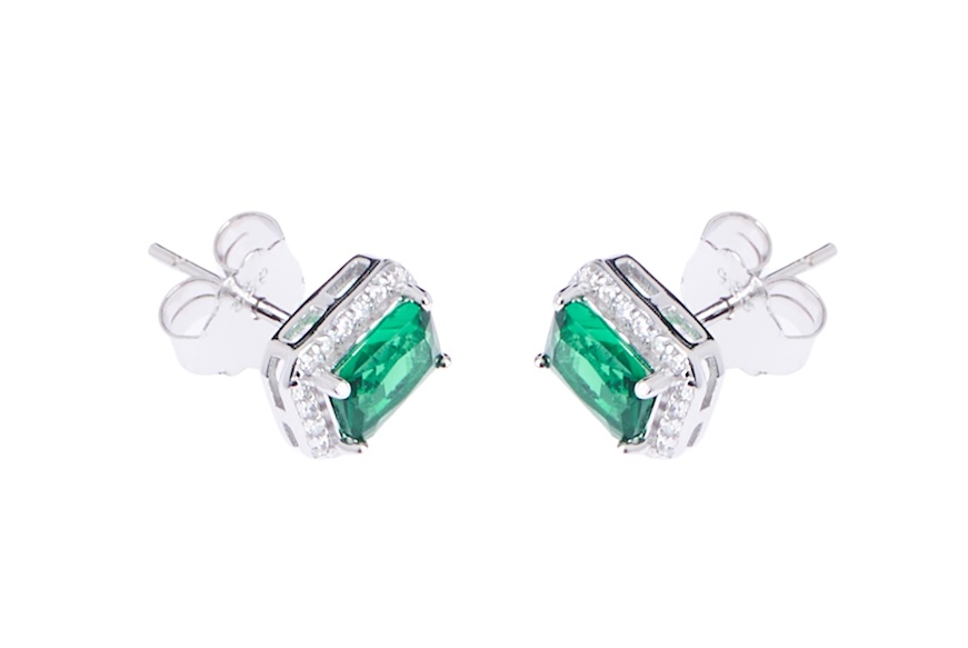 Earrings silver with emerald zircon Sovrani