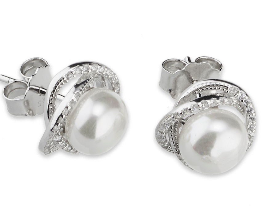 Orecchini Luce argento con cubic zirconia e perla shell Sovrani