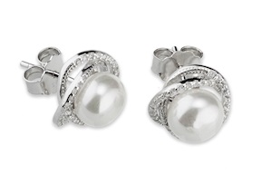 Orecchini Luce argento con cubic zirconia e perla shell Sovrani