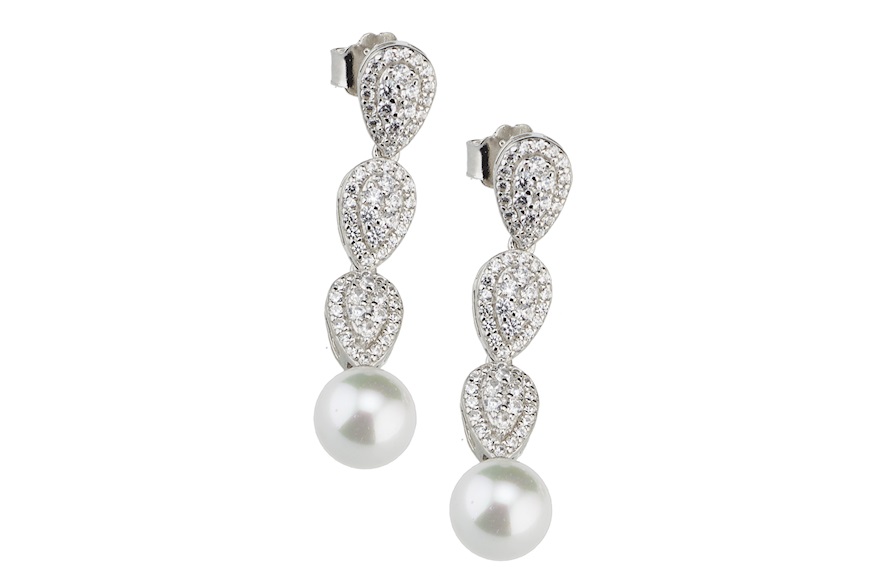 Earrings silver with zircons and shell pearl Sovrani