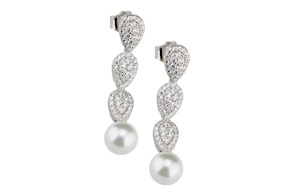 Orecchini argento con cubic zirconia e perla shell Sovrani