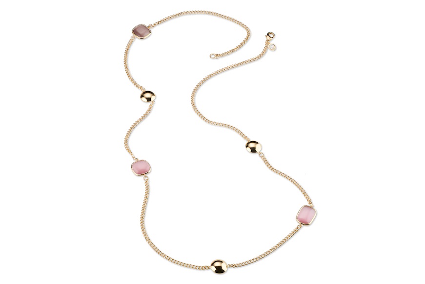 Collana Catherine ottone dorato con occhio di gatto rosa e viola Sovrani