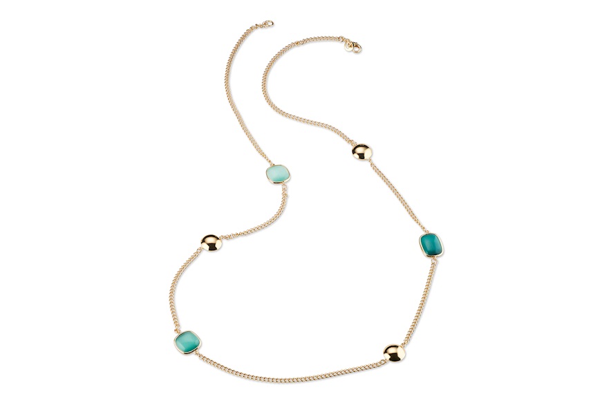 Collana Anne ottone dorato con occhio di gatto verde Sovrani