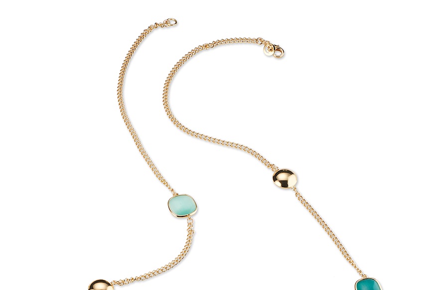 Collana Anne ottone dorato con occhio di gatto verde Sovrani