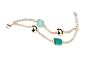 Bracciale Anne ottone dorato con occhio di gatto verde Sovrani