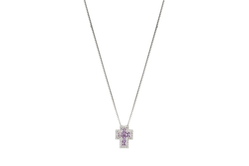 Collana argento con croce con zirconi viola Sovrani