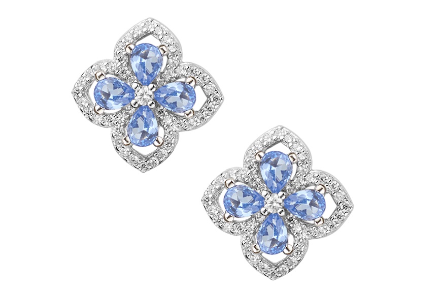 Earrings silver with aquamarine zircons Sovrani