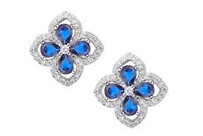 Orecchini argento con fiore zirconi zaffiro Sovrani