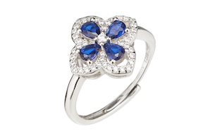 Anello argento con fiore zirconi zaffiro Sovrani