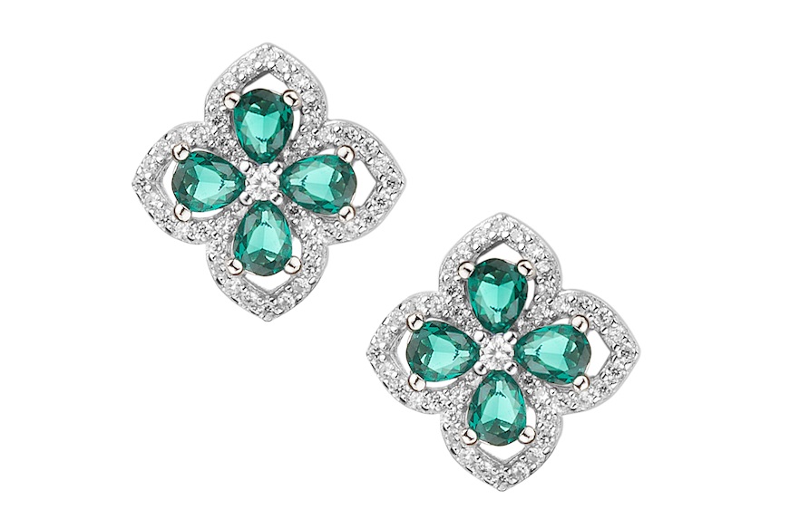 Earrings silver with emerald zircons Sovrani