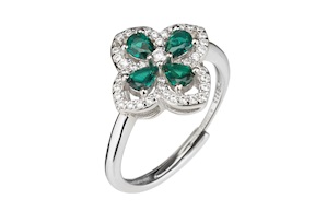 Anello argento con fiore zirconi smeraldo Sovrani
