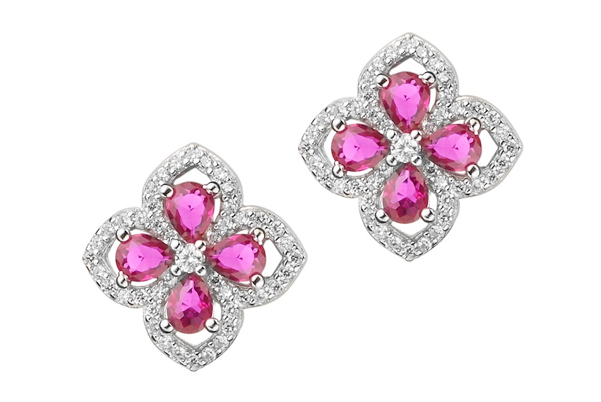 Earrings silver with ruby zircons Sovrani