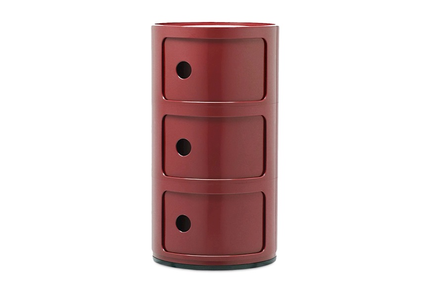 Cassettiera Componibile a tre elementi colore bordeaux Kartell