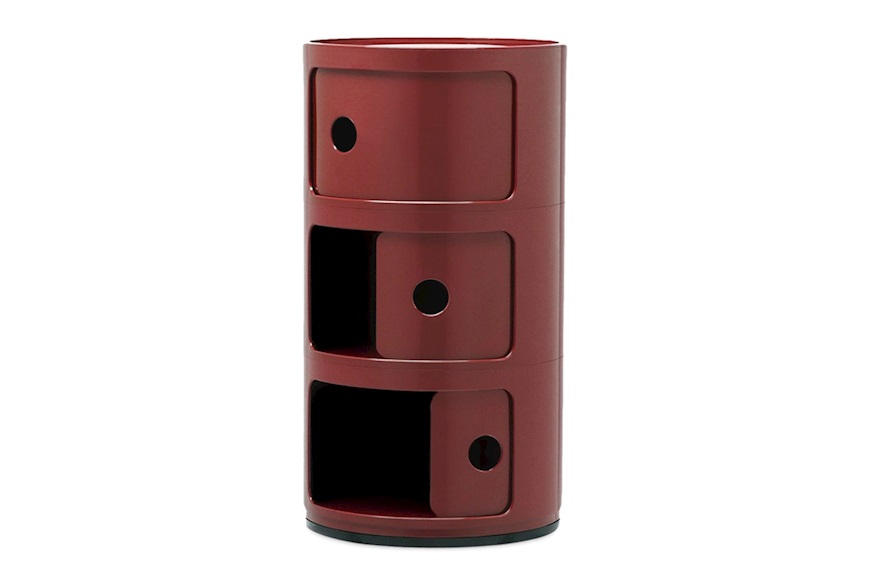 Cassettiera Componibile a tre elementi colore bordeaux Kartell
