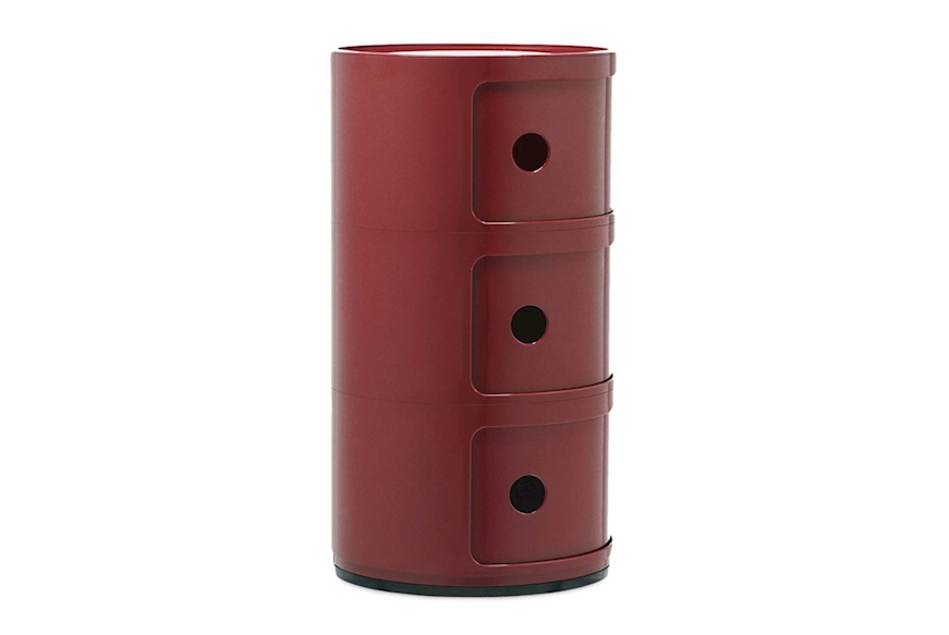 Cassettiera Componibile a tre elementi colore bordeaux Kartell