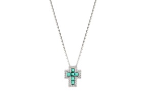 Collana argento con croce con zirconi smeraldo Sovrani