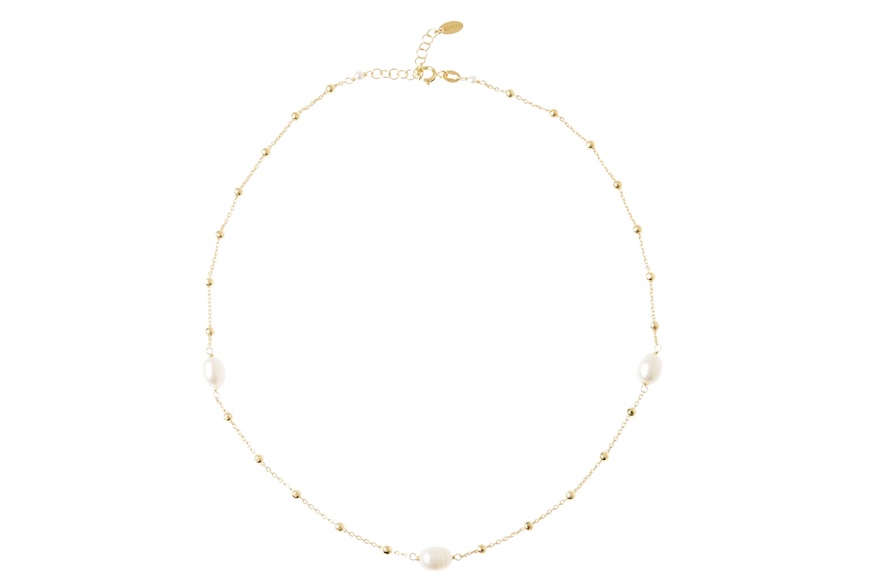 Collana argento dorato con perle ovali Selezione Zanolli