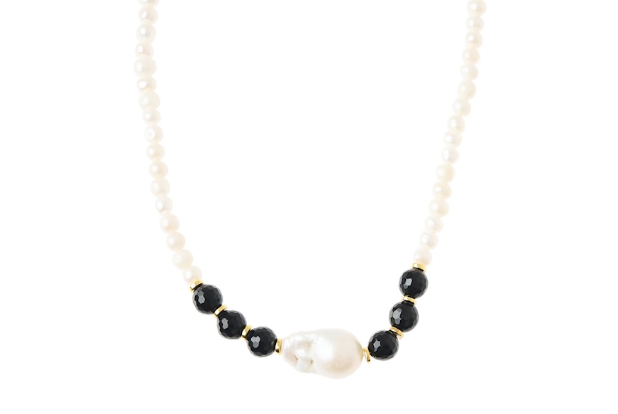 Collana argento con perle barocche e agata nera Selezione Zanolli