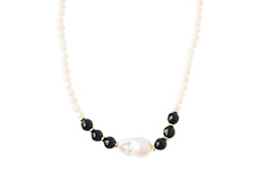 Collana argento con perle barocche e agata nera Selezione Zanolli