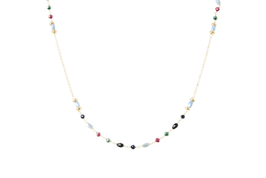 Necklace silver with hematite and multicolored stones Selezione Zanolli