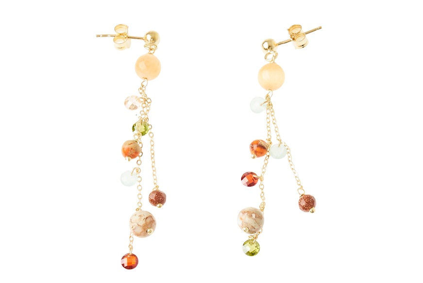 Earrings silver with orange and brown agate Selezione Zanolli