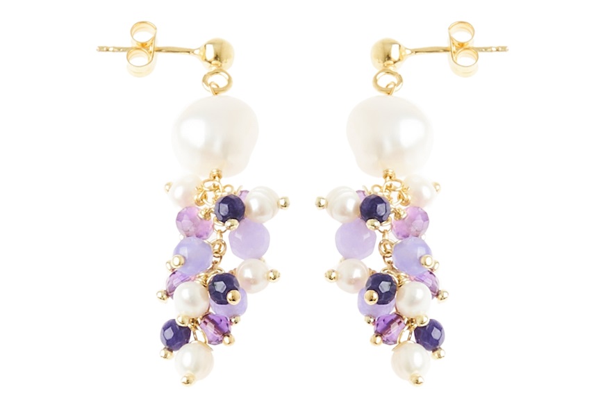 Earrings silver with pearls and amethyst Selezione Zanolli