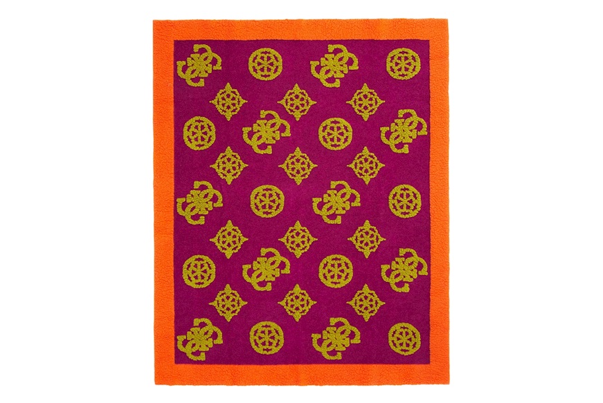 Plaid in lana cotta Peony arancio Guess
