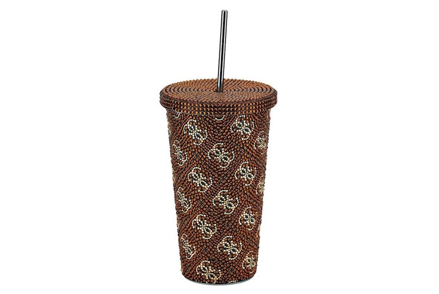 Tumbler Peony 4G steel dark brown and ochre Guess