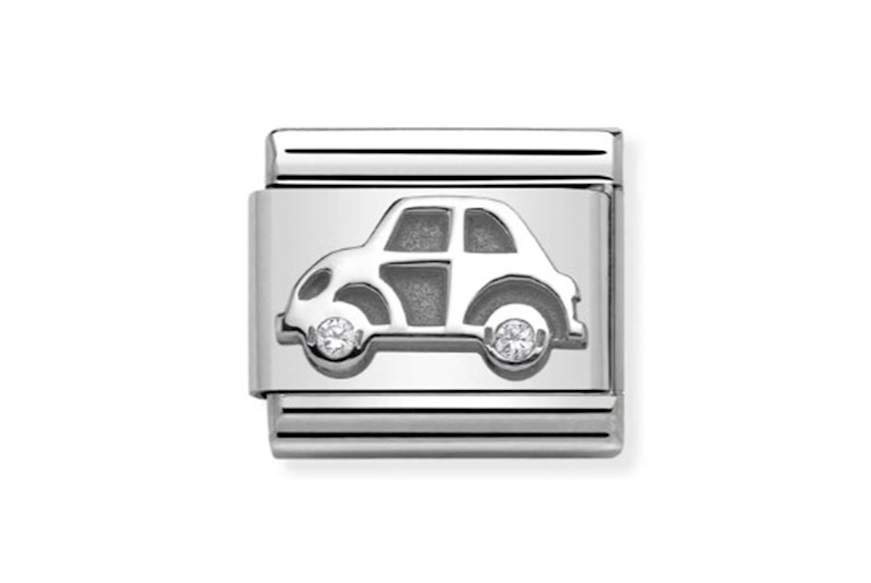 Automobile Composable acciaio argento e zirconi Nomination