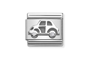 Automobile Composable acciaio argento e zirconi Nomination