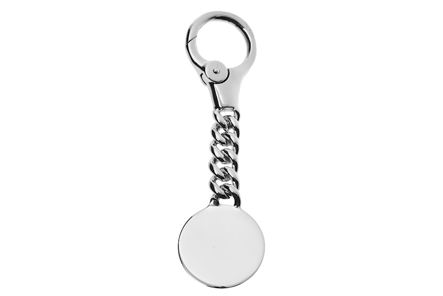 Keyring silver with curb link with round plate Selezione Zanolli