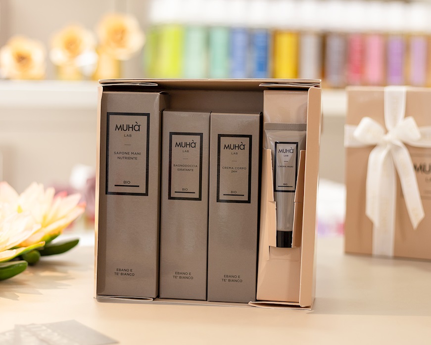 Cream and soap set Ebano e Tè Bianco 4 pieces Muhà