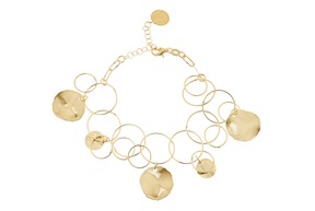 Bracciale argento dorato con cerchi satinati e lucidi Selezione Zanolli