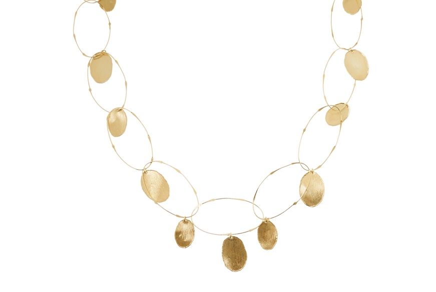 Collana argento dorato con ovali a filo e ovali satinati Selezione Zanolli