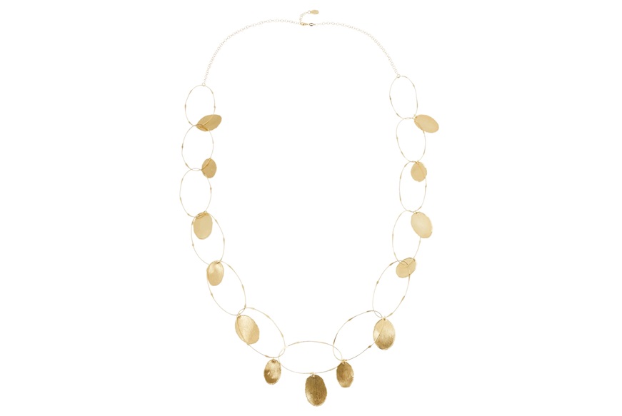 Collana argento dorato con ovali a filo e ovali satinati Selezione Zanolli