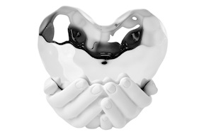 Scultura Mani con cuore argento Selezione Zanolli