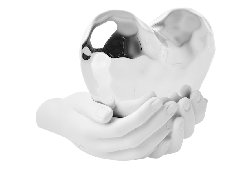 Scultura Mani con cuore argento Selezione Zanolli