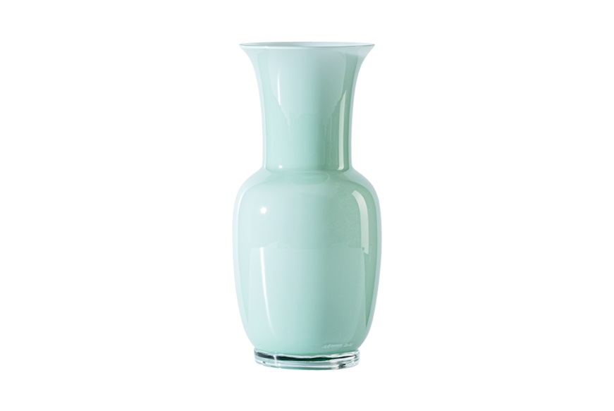 Vase Opalino Murano glass rio green Venini