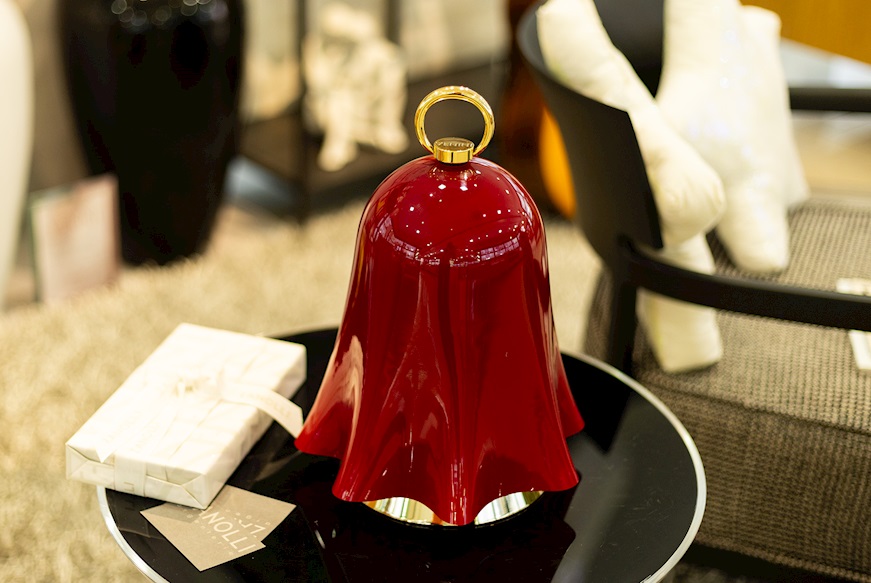 Table lamp Fantasmino XL Murano glass red and milk white Venini