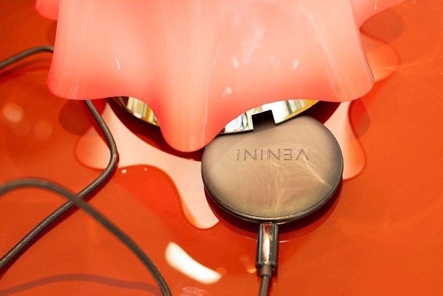 Table lamp Fantasmino XL Murano glass red and milk white Venini