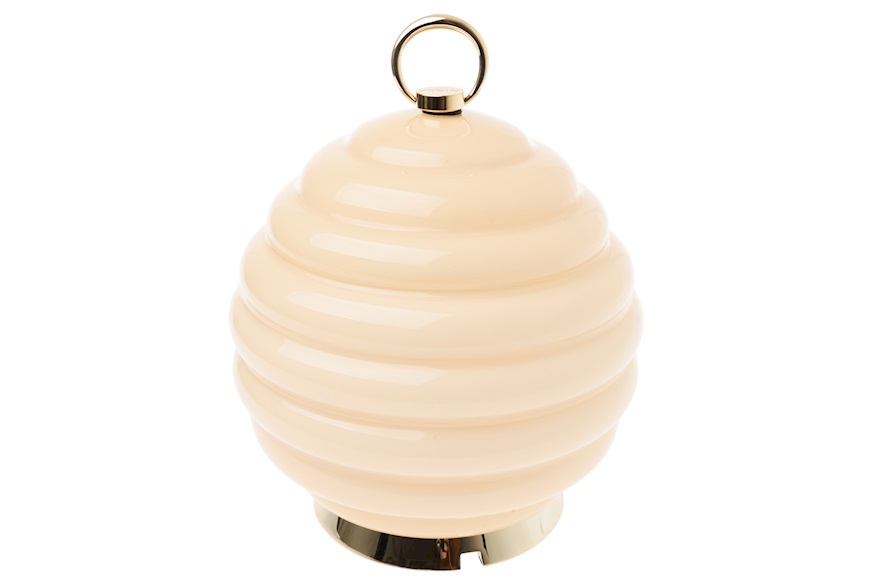 Lampada da tavolo Gran Deco vetro di Murano pesca e lattimo Venini
