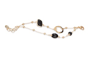 Bracciale Isabelle ottone dorato con onice e cristalli occhio di gatto nero Sovrani