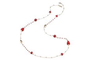 Necklace Amelie in gold plated brass with rubelite jade and red mulberries Sovrani