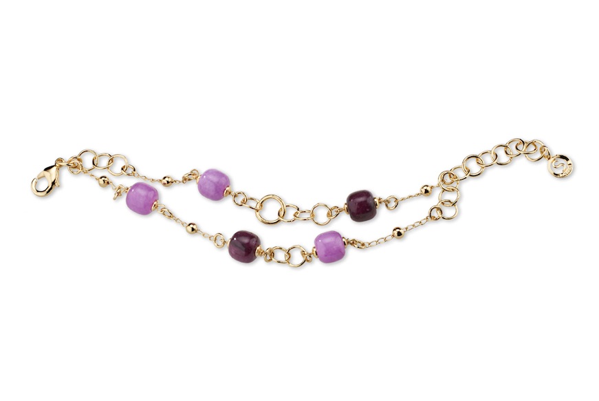 Bracelet Lucille brass in golden brass with purple jade Sovrani