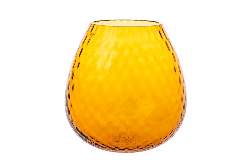 Candle holder vase Macramè XXL Murano glass Amber Nasonmoretti