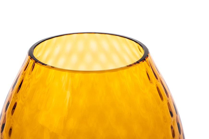Candle holder vase Macramè XXL Murano glass Amber Nasonmoretti