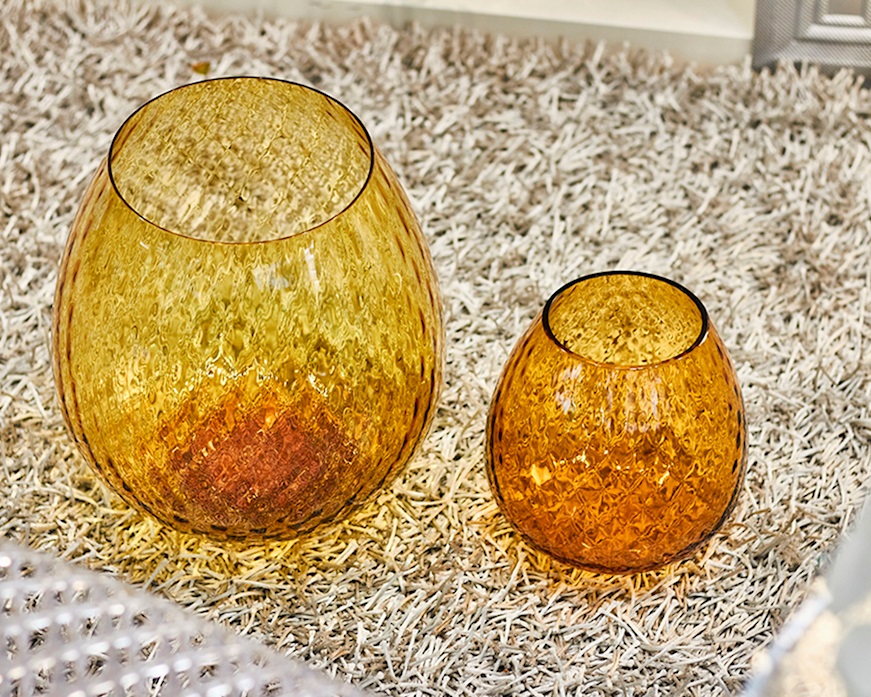 Vaso portacandela Macramè XXL vetro di Murano Ambra Nasonmoretti