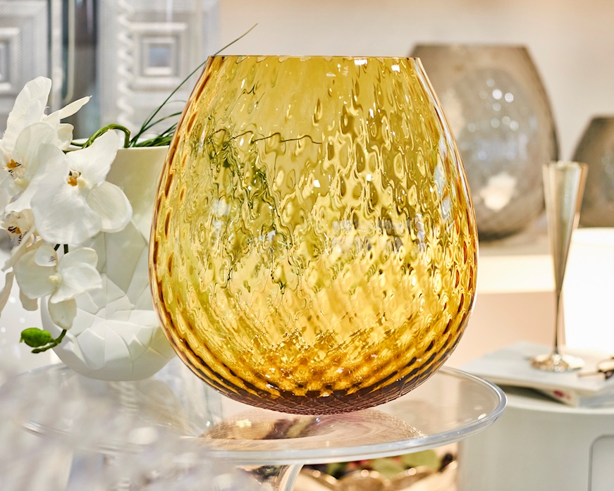 Vaso portacandela Macramè XXL vetro di Murano Ambra Nasonmoretti