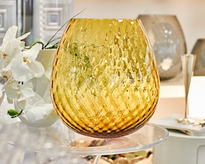 Vaso portacandela Macramè XXL vetro di Murano Ambra Nasonmoretti