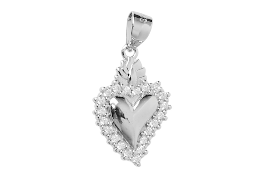 Ciondolo Cuore votivo argento con zirconi Selezione Zanolli